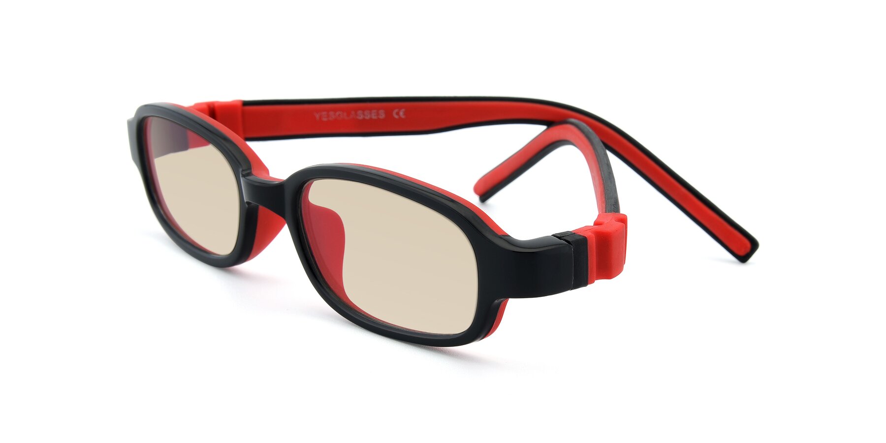 Angle of 515 in Black-Red with Light Brown Tinted Lenses