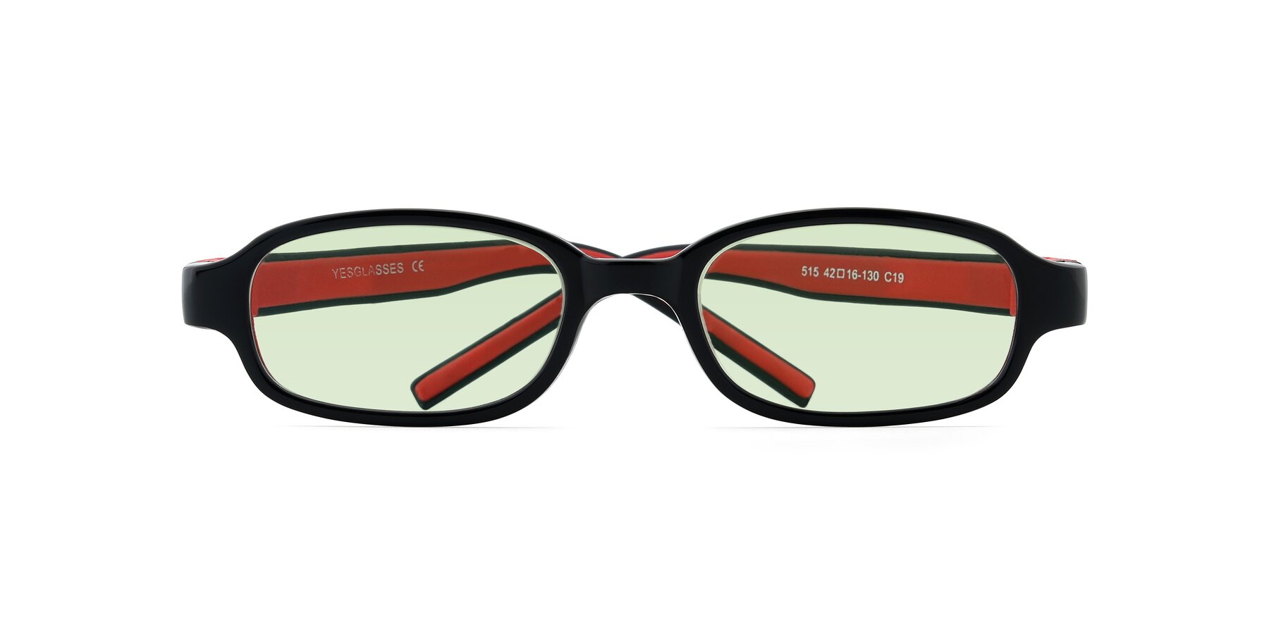 Folded Front of 515 in Black-Red with Light Green Tinted Lenses