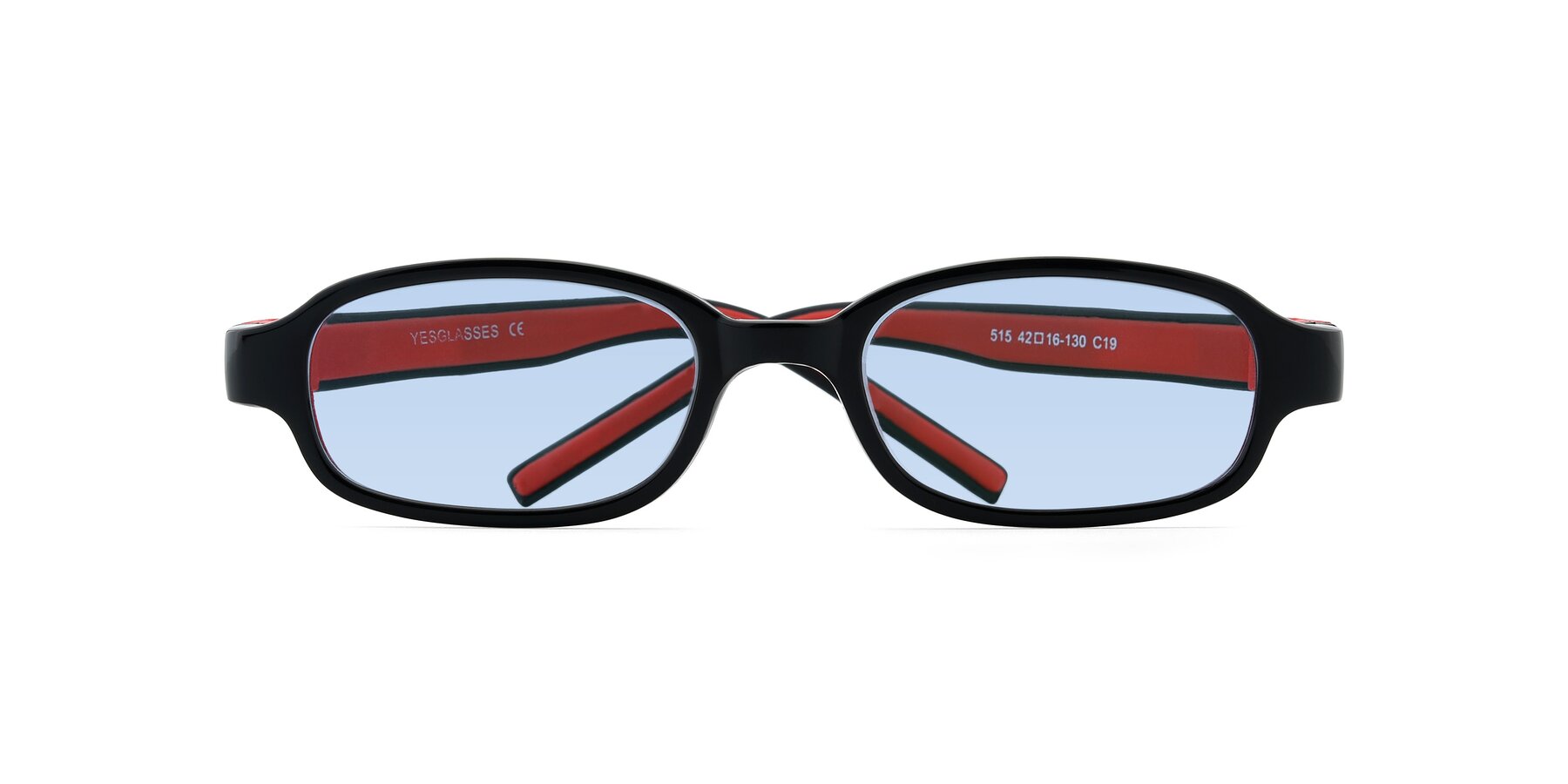 Folded Front of 515 in Black-Red with Light Blue Tinted Lenses