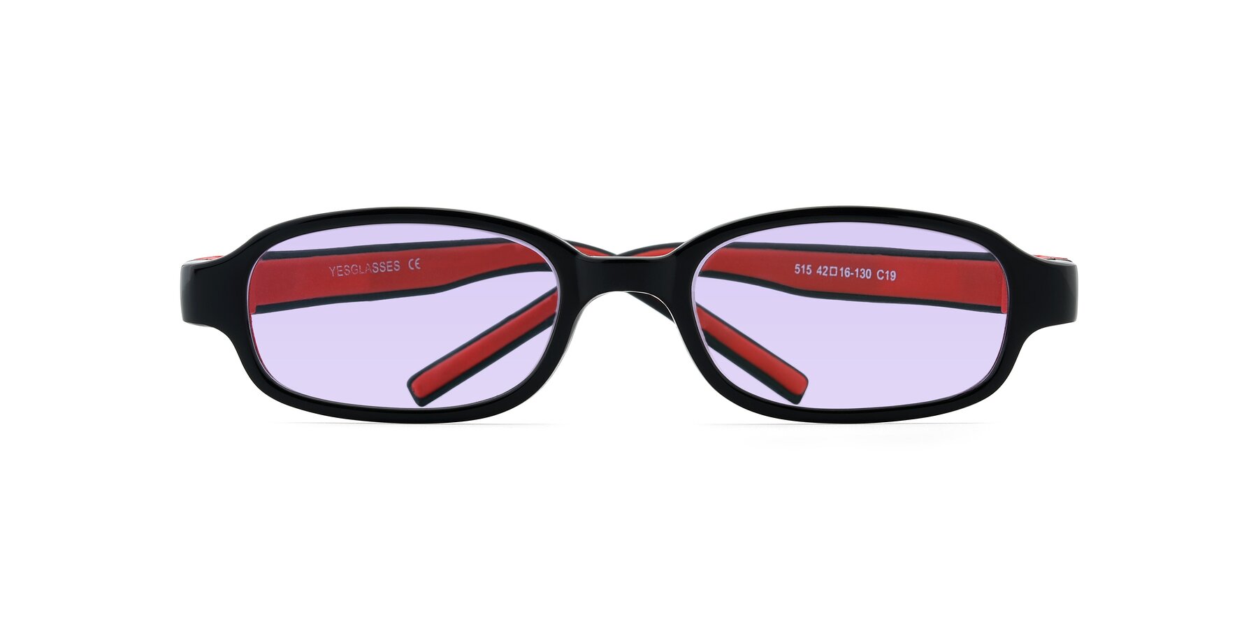 Folded Front of 515 in Black-Red with Light Purple Tinted Lenses