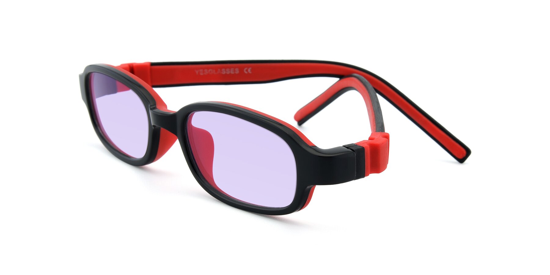 Angle of 515 in Black-Red with Light Purple Tinted Lenses