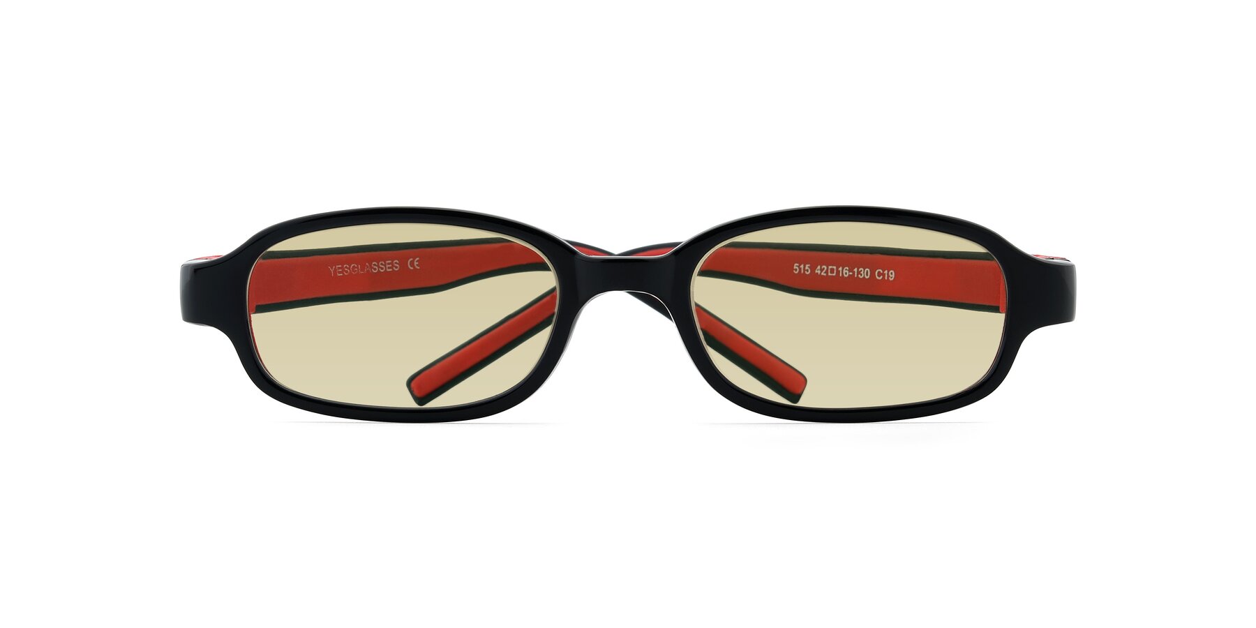 Folded Front of 515 in Black-Red with Light Champagne Tinted Lenses