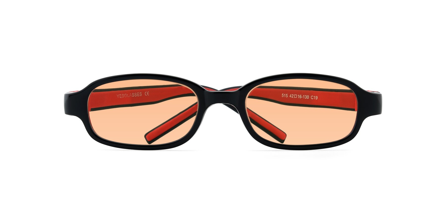 Folded Front of 515 in Black-Red with Light Orange Tinted Lenses