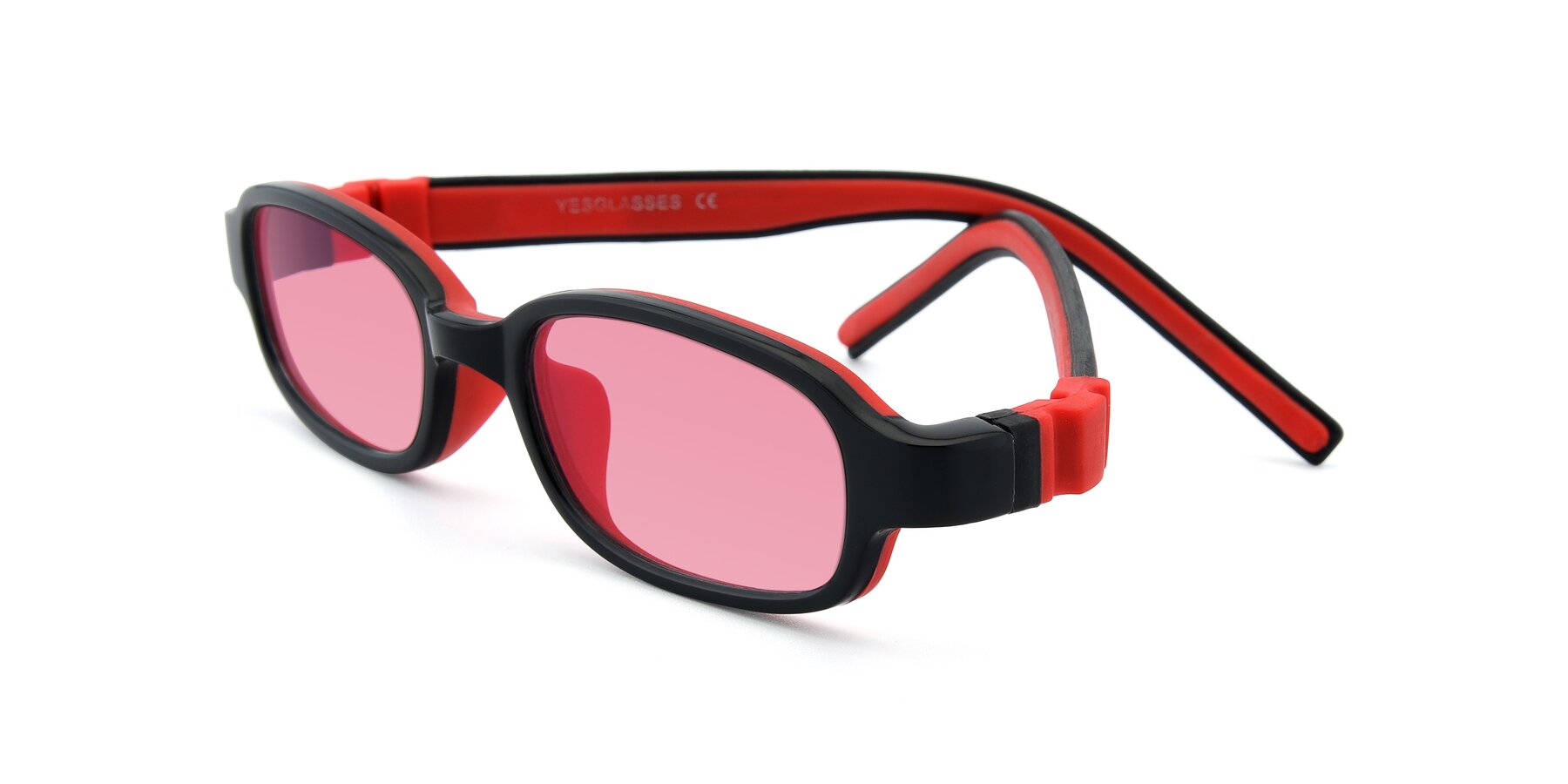 Angle of 515 in Black-Red with Pink Tinted Lenses