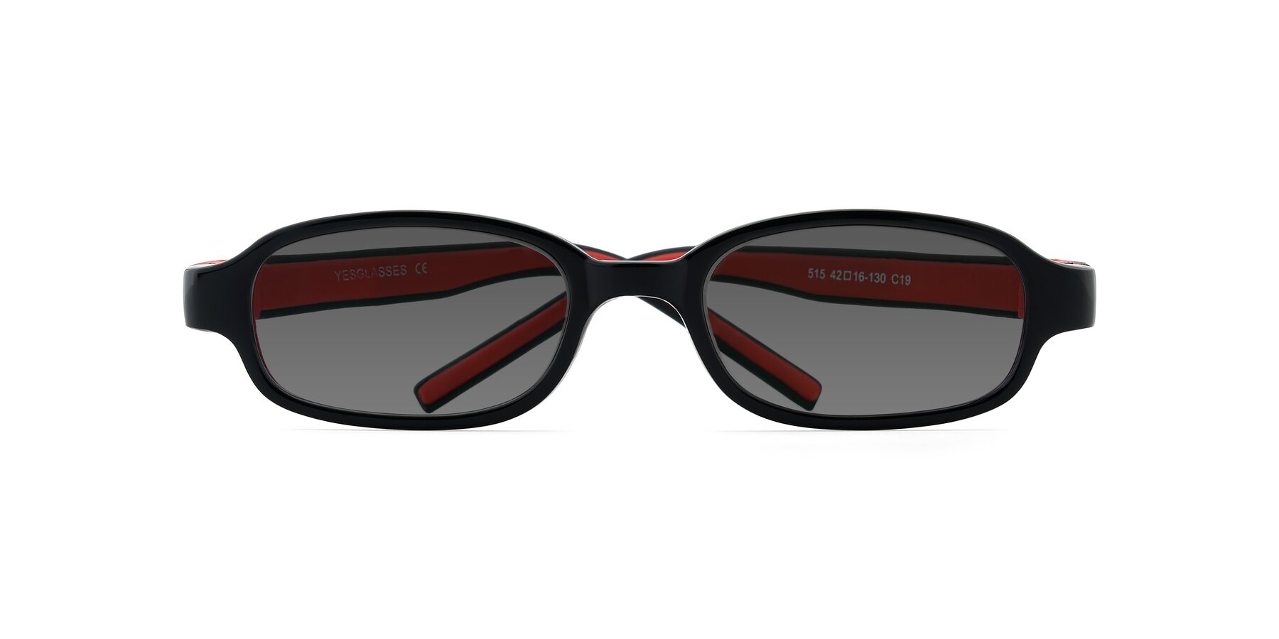 Folded Front of 515 in Black-Red with Medium Gray Tinted Lenses