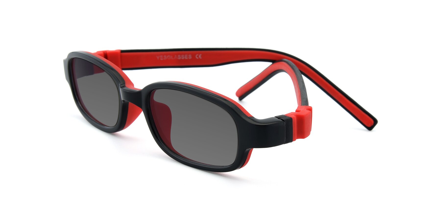 Angle of 515 in Black-Red with Medium Gray Tinted Lenses