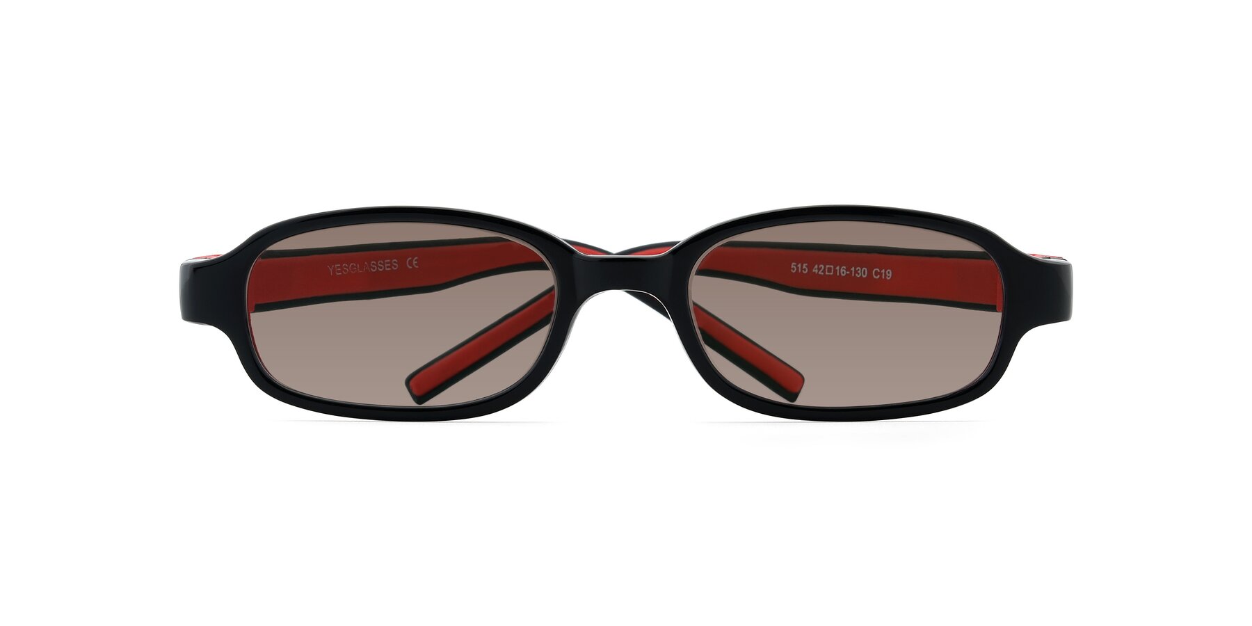 Folded Front of 515 in Black-Red with Medium Brown Tinted Lenses