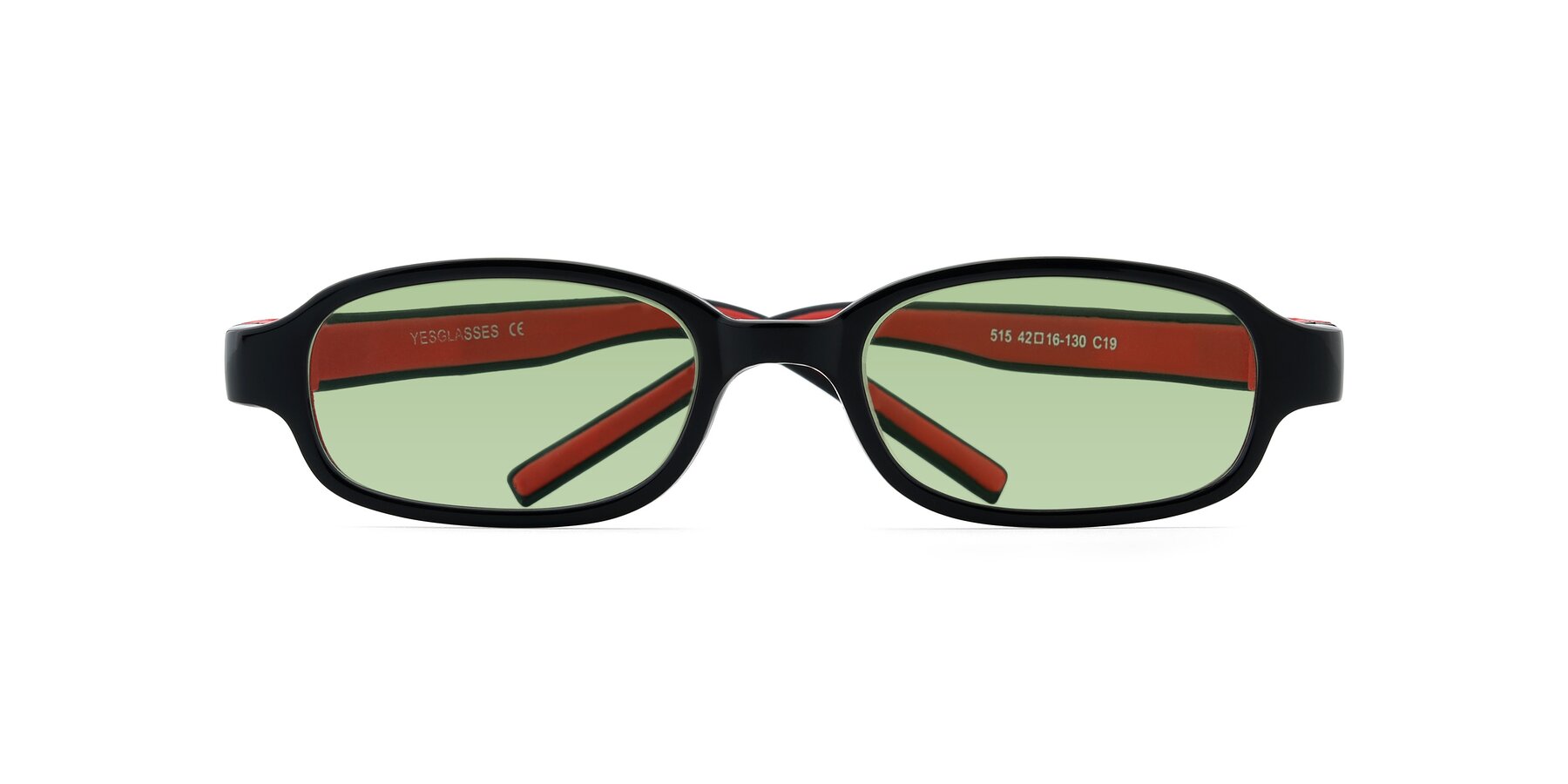 Folded Front of 515 in Black-Red with Medium Green Tinted Lenses