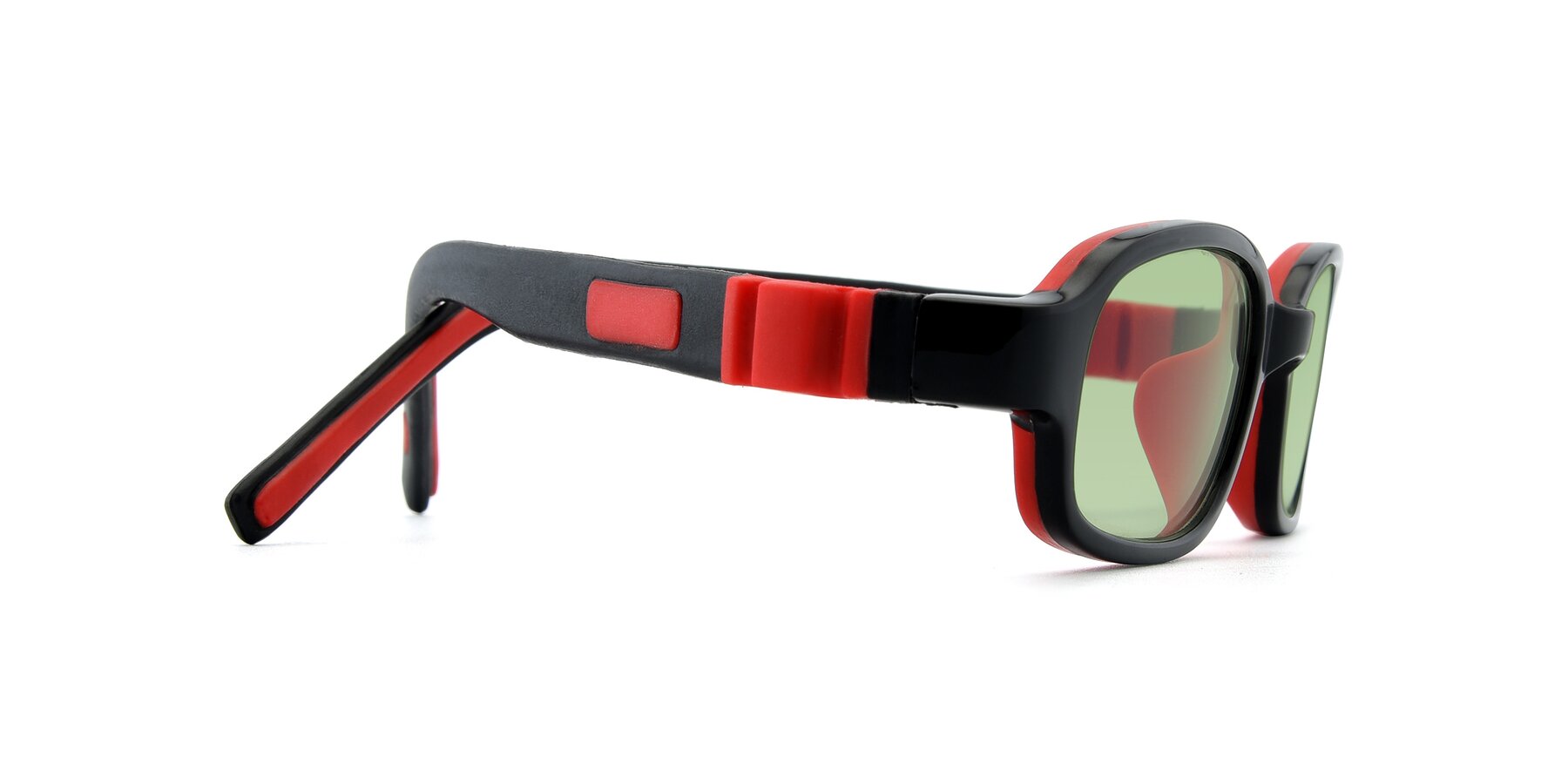 Side of 515 in Black-Red with Medium Green Tinted Lenses