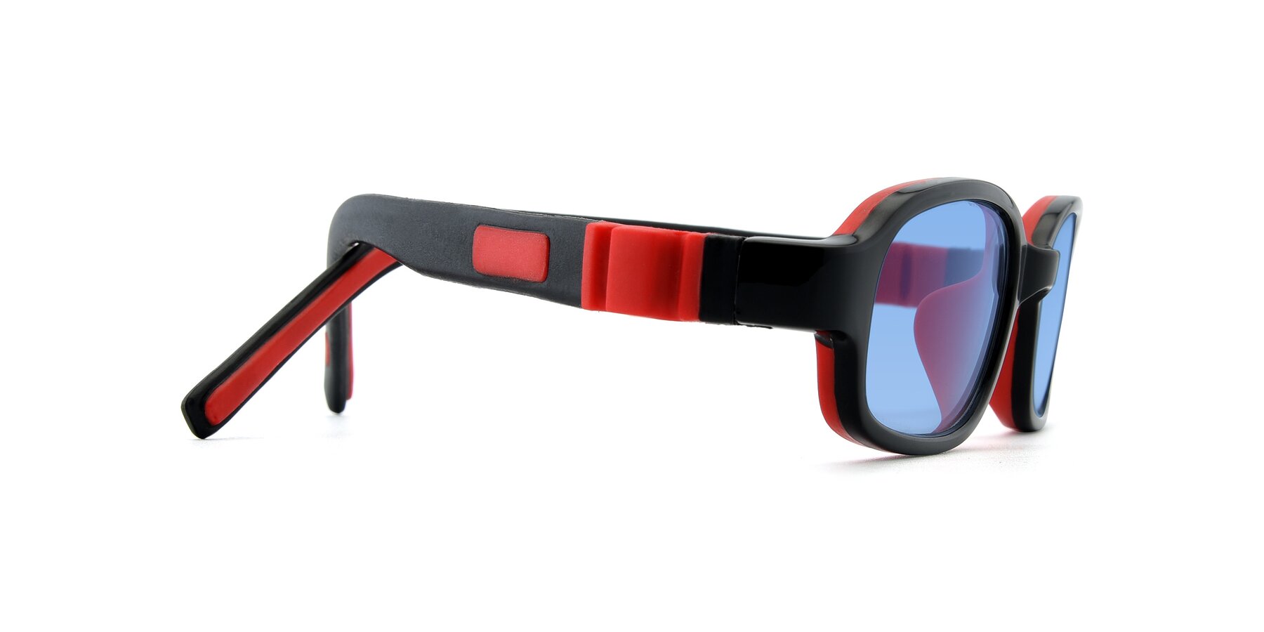 Side of 515 in Black-Red with Medium Blue Tinted Lenses