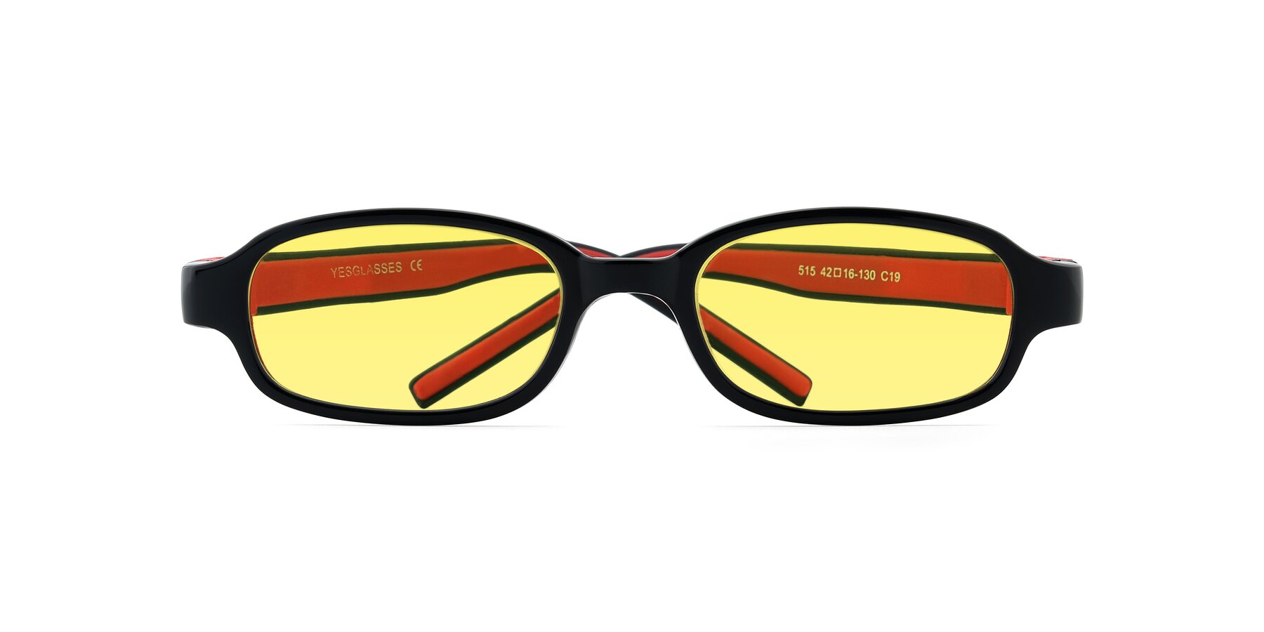 Folded Front of 515 in Black-Red with Medium Yellow Tinted Lenses