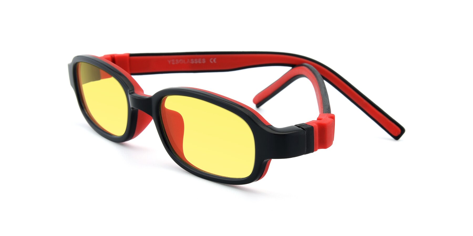 Angle of 515 in Black-Red with Medium Yellow Tinted Lenses