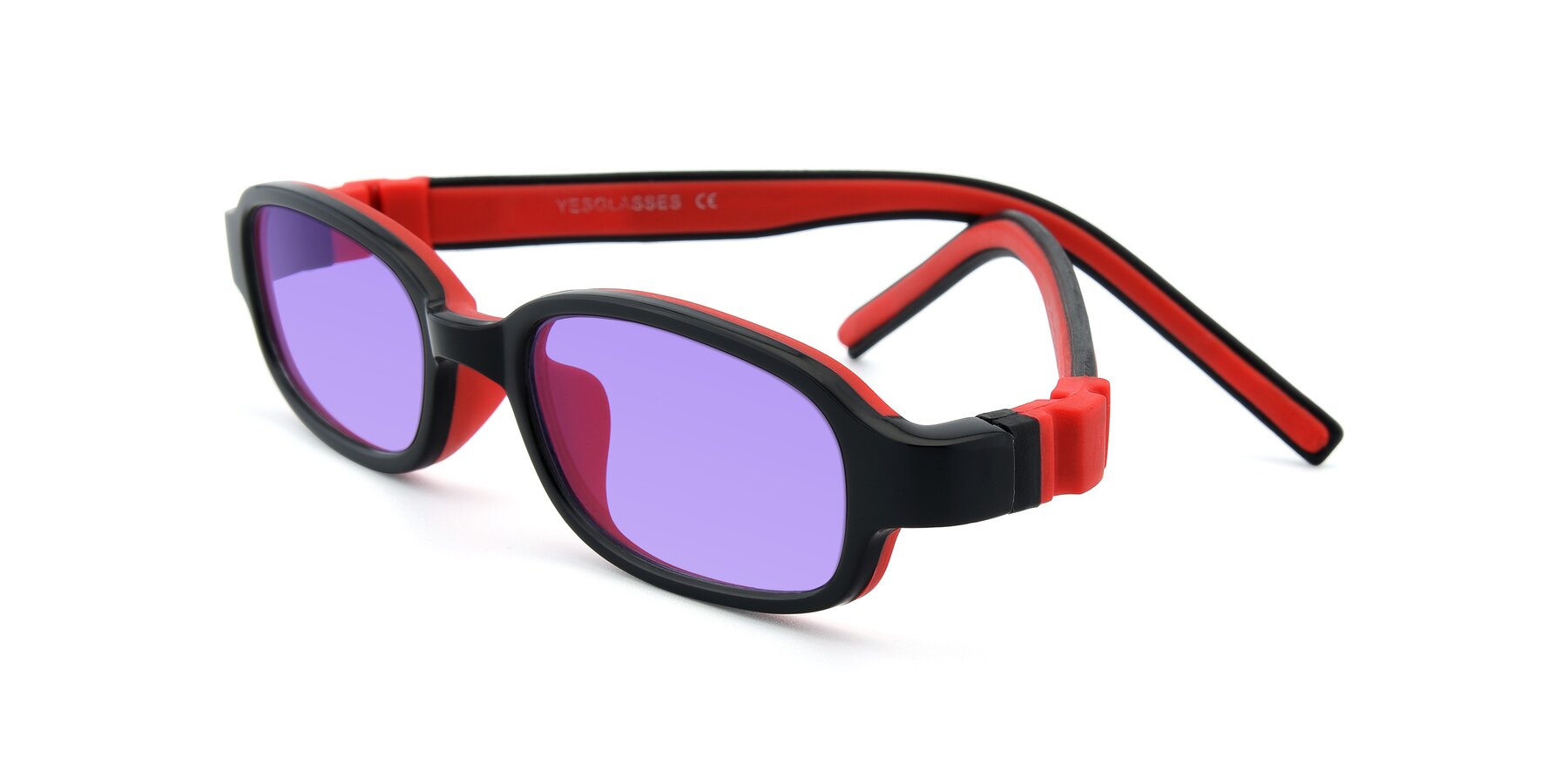 Angle of 515 in Black-Red with Medium Purple Tinted Lenses