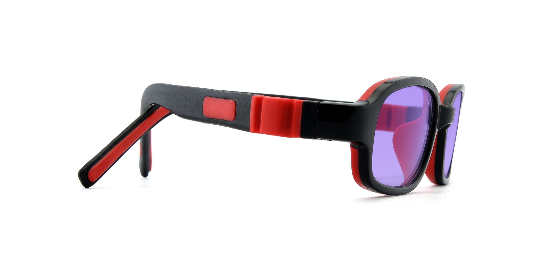 Side of 515 in Black-Red with Medium Purple Tinted Lenses