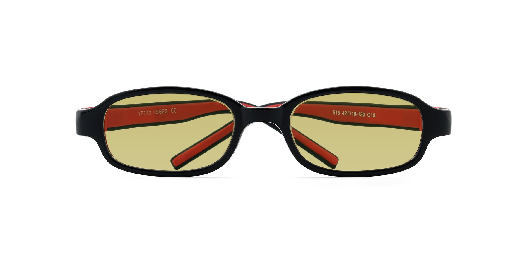 Folded Front of 515 in Black-Red with Medium Champagne Tinted Lenses