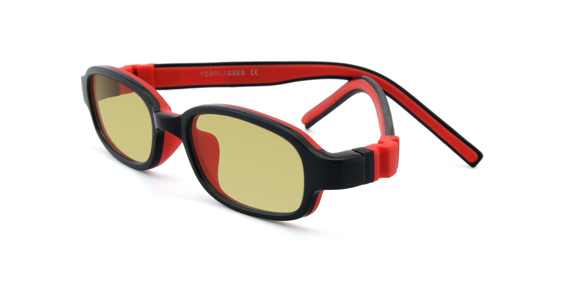 Angle of 515 in Black-Red with Medium Champagne Tinted Lenses