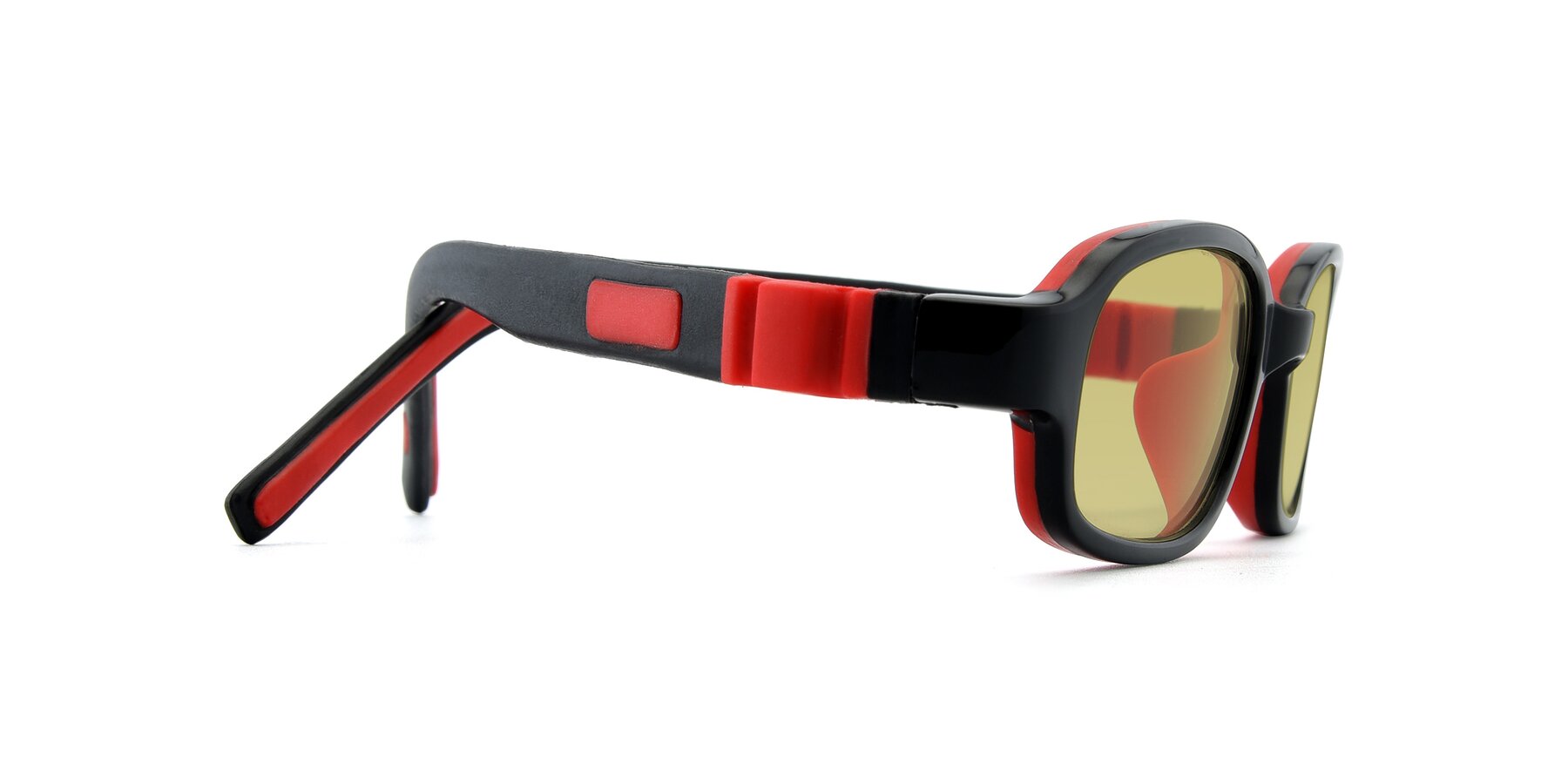 Side of 515 in Black-Red with Medium Champagne Tinted Lenses