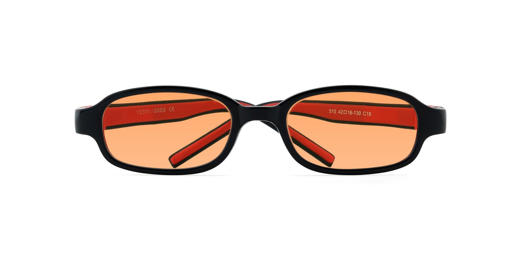 Folded Front of 515 in Black-Red with Medium Orange Tinted Lenses