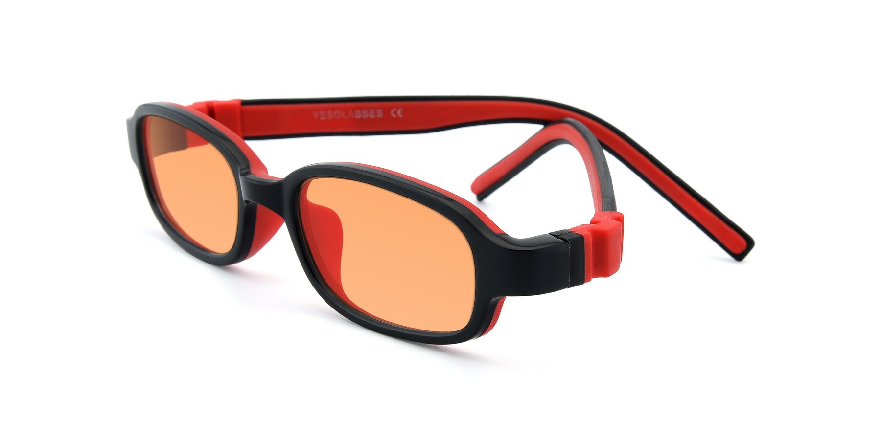 Angle of 515 in Black-Red with Medium Orange Tinted Lenses