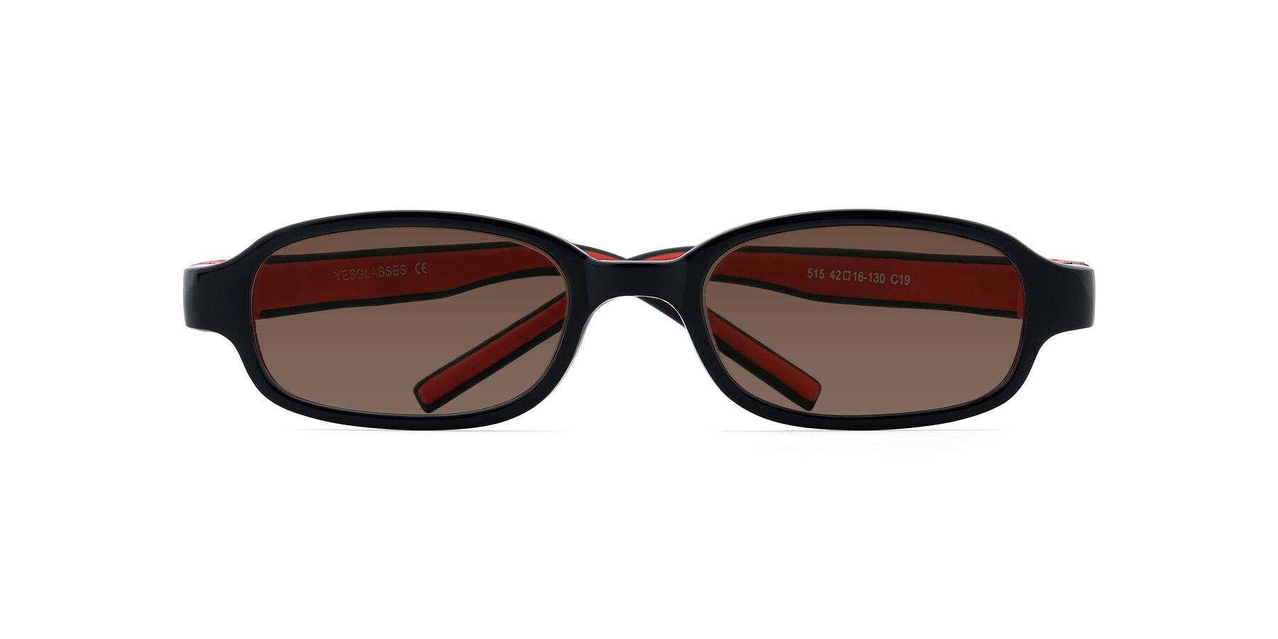 Folded Front of 515 in Black-Red with Brown Tinted Lenses