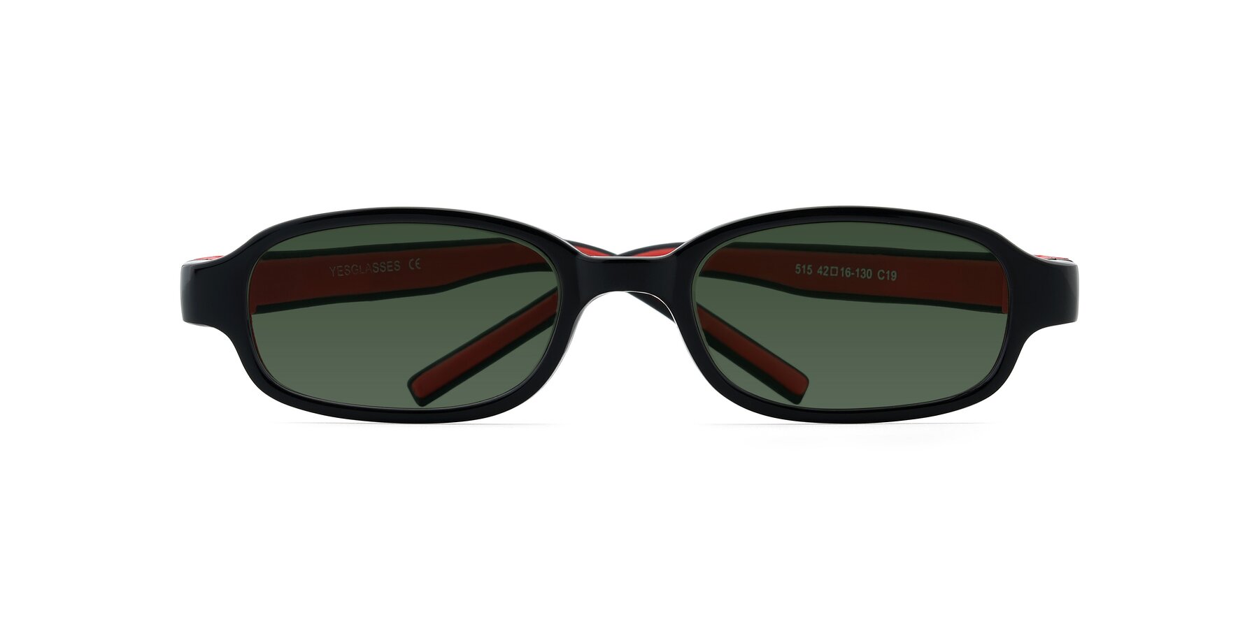 Folded Front of 515 in Black-Red with Green Tinted Lenses