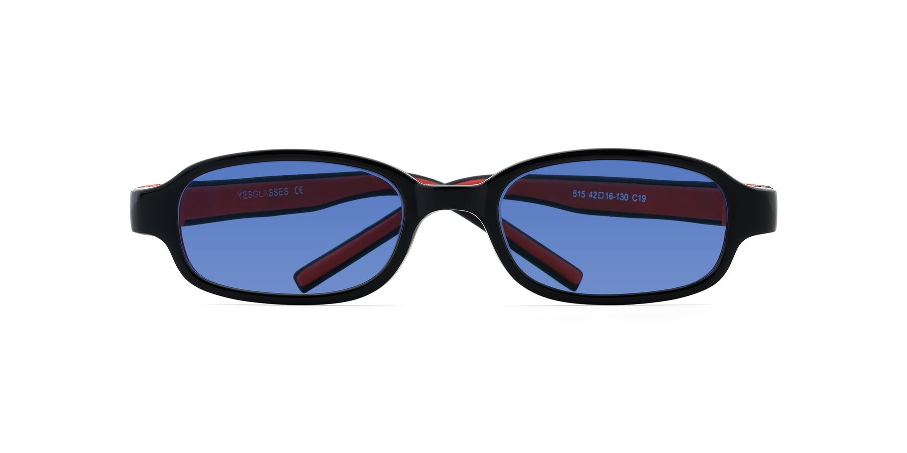 Folded Front of 515 in Black-Red with Blue Tinted Lenses