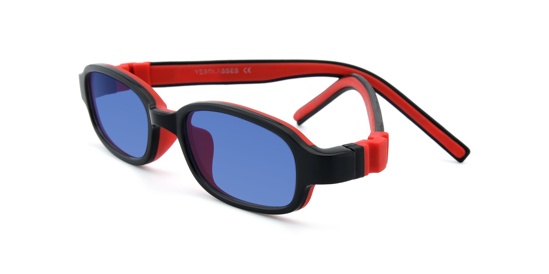 Angle of 515 in Black-Red with Blue Tinted Lenses