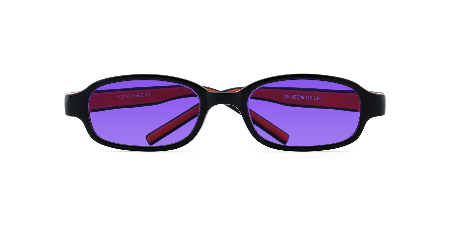 Folded Front of 515 in Black-Red with Purple Tinted Lenses