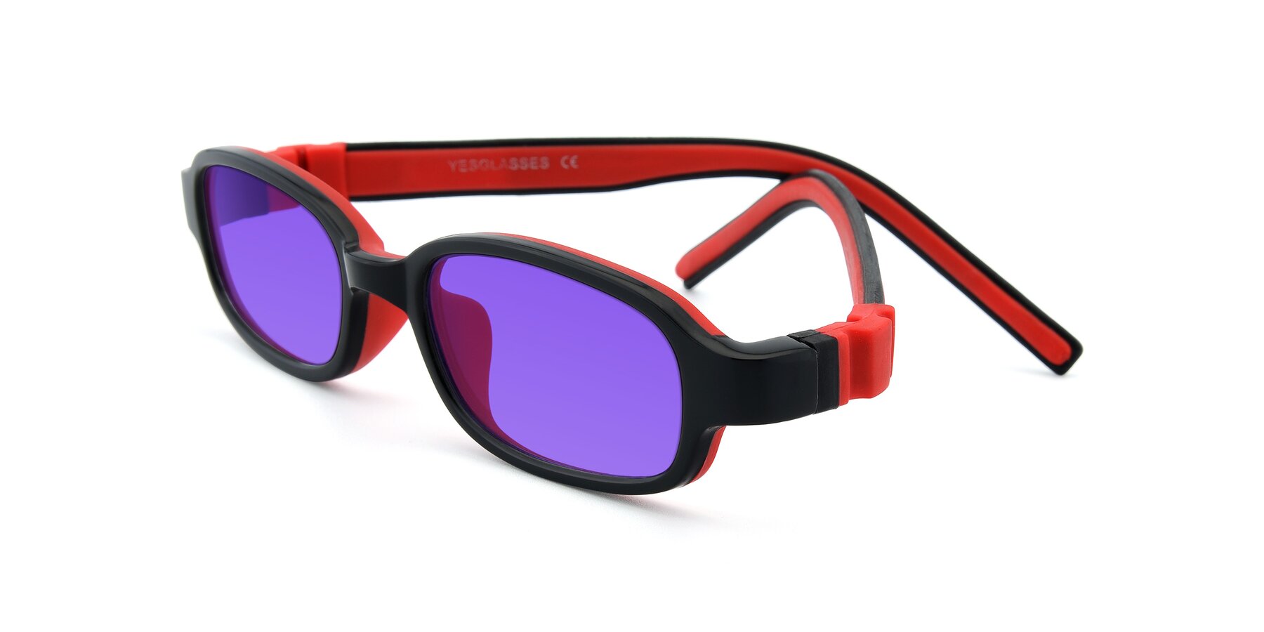 Angle of 515 in Black-Red with Purple Tinted Lenses