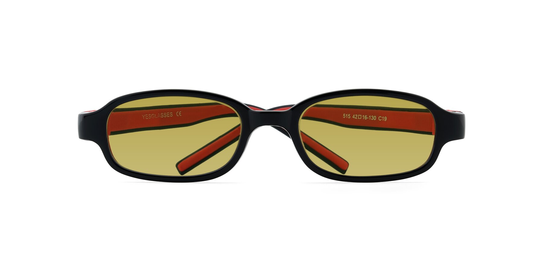 Folded Front of 515 in Black-Red with Champagne Tinted Lenses