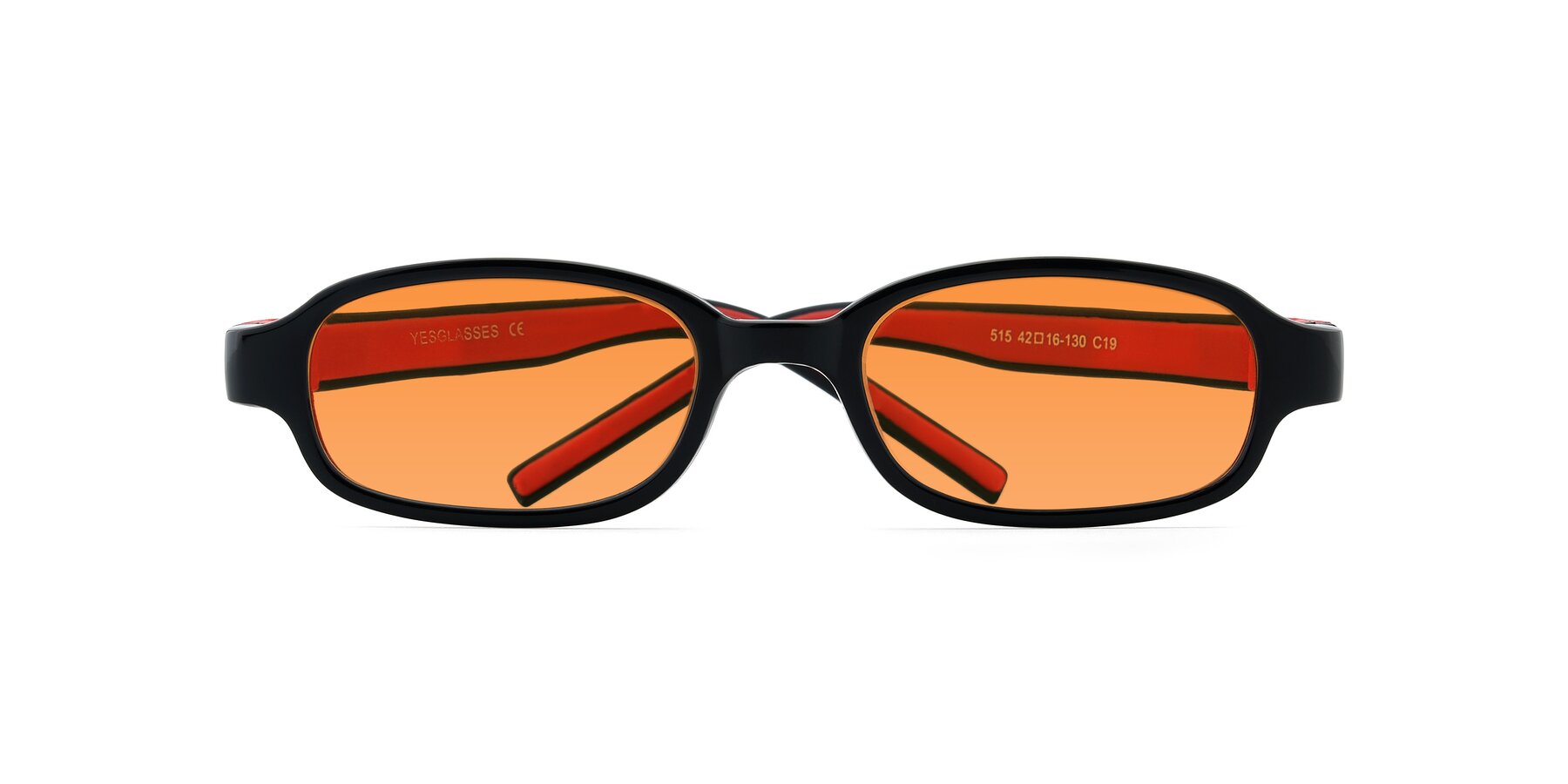 Folded Front of 515 in Black-Red with Orange Tinted Lenses