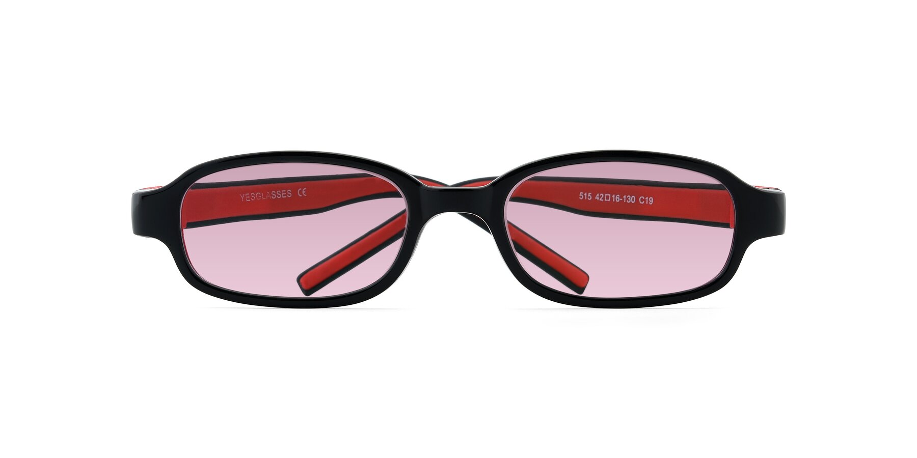 Folded Front of 515 in Black-Red with Light Wine Tinted Lenses