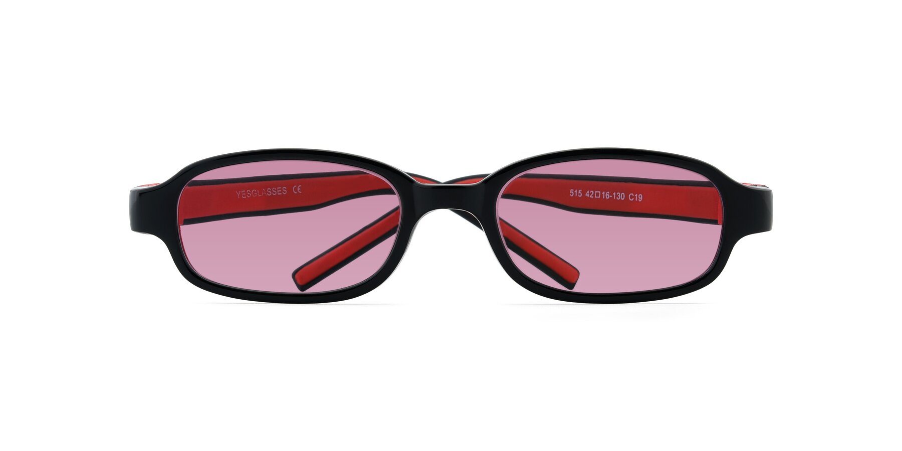 Folded Front of 515 in Black-Red with Medium Wine Tinted Lenses