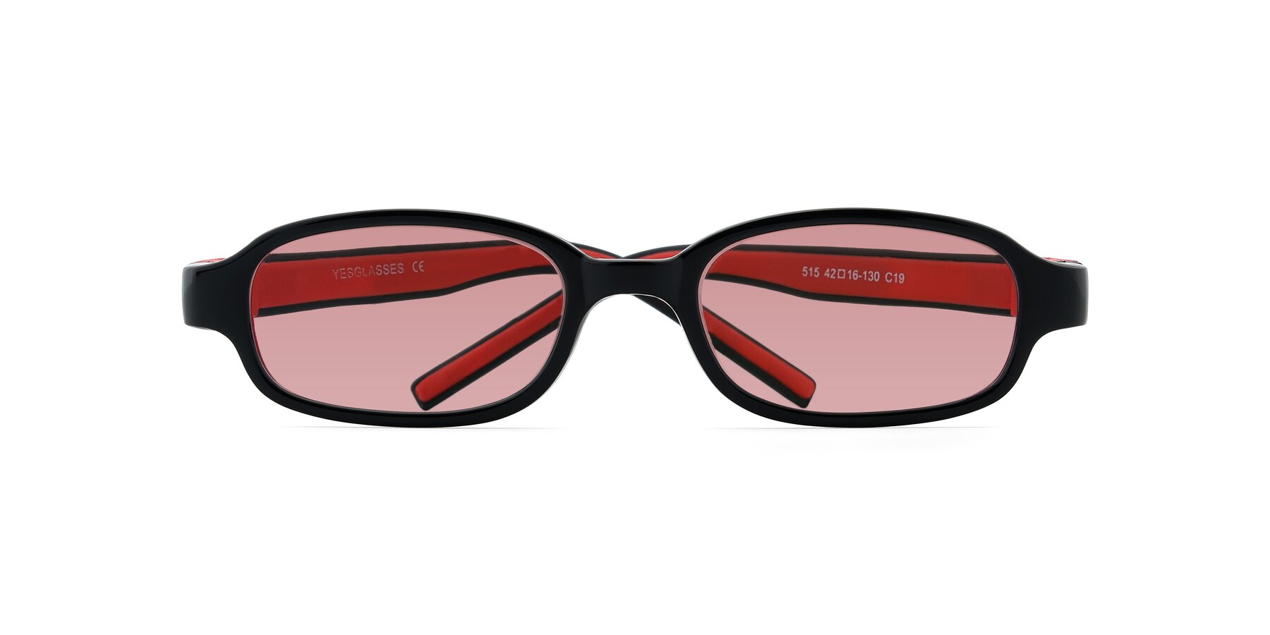 Folded Front of 515 in Black-Red with Medium Garnet Tinted Lenses