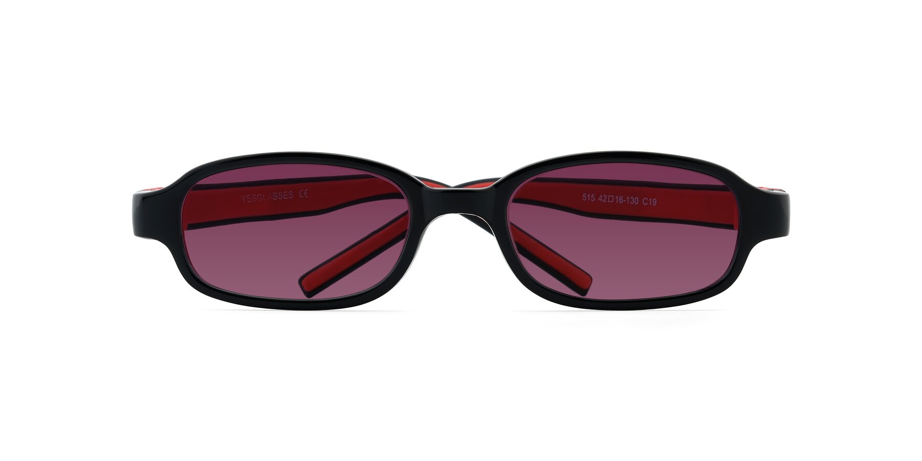 Folded Front of 515 in Black-Red with Wine Tinted Lenses