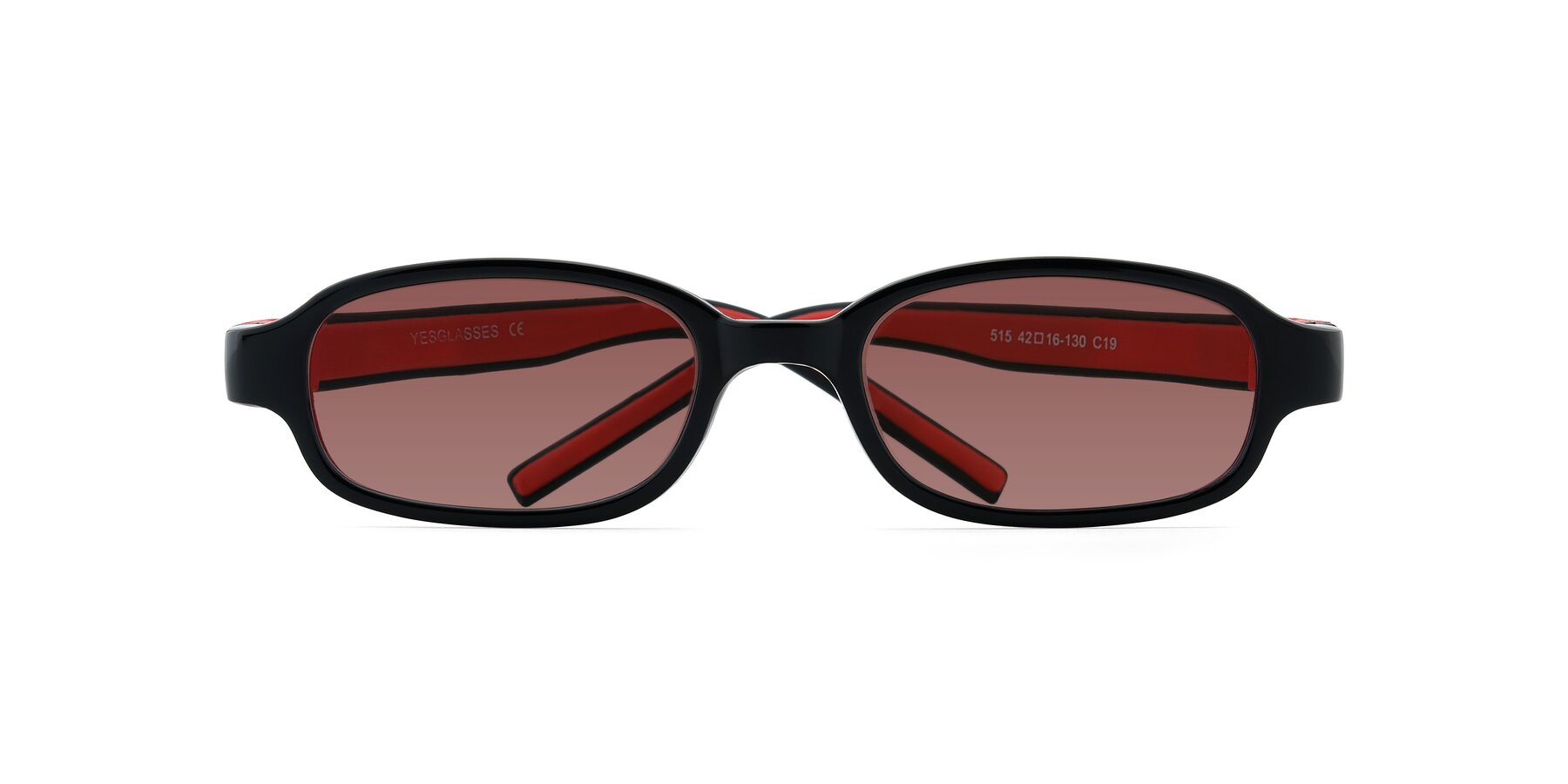 Folded Front of 515 in Black-Red with Garnet Tinted Lenses