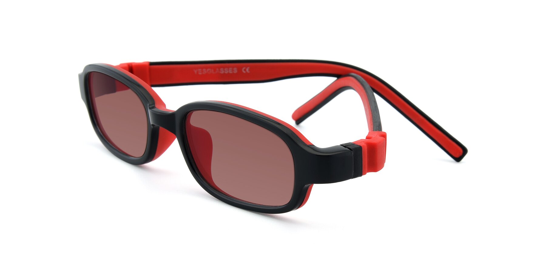 Angle of 515 in Black-Red with Garnet Tinted Lenses