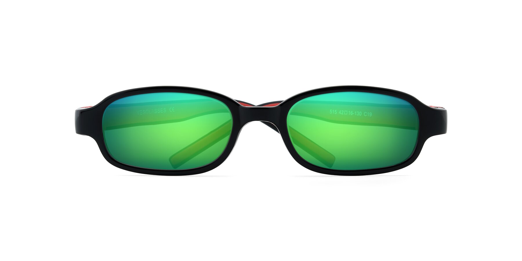 Folded Front of 515 in Black-Red with Green Mirrored Lenses
