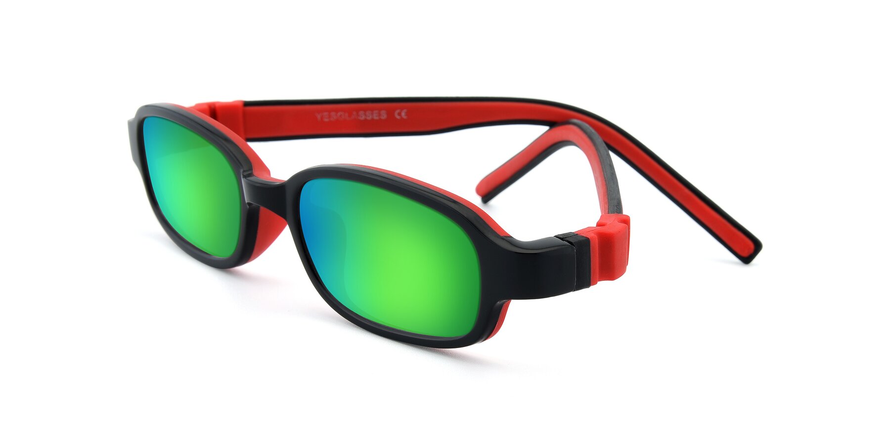 Angle of 515 in Black-Red with Green Mirrored Lenses