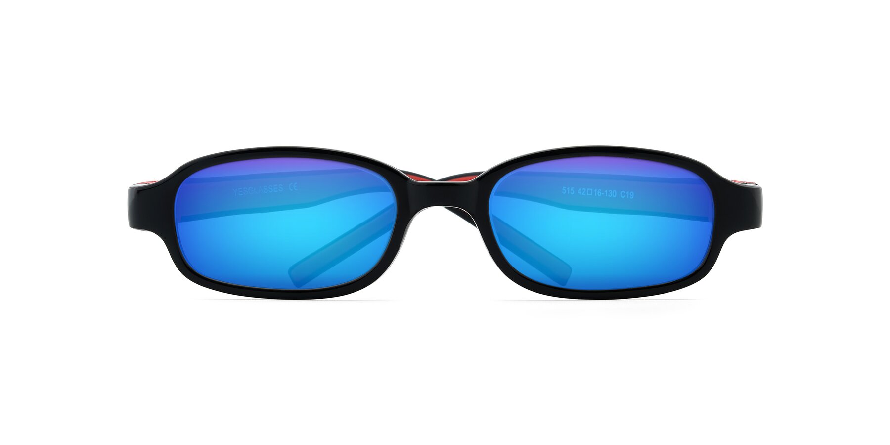 Folded Front of 515 in Black-Red with Blue Mirrored Lenses