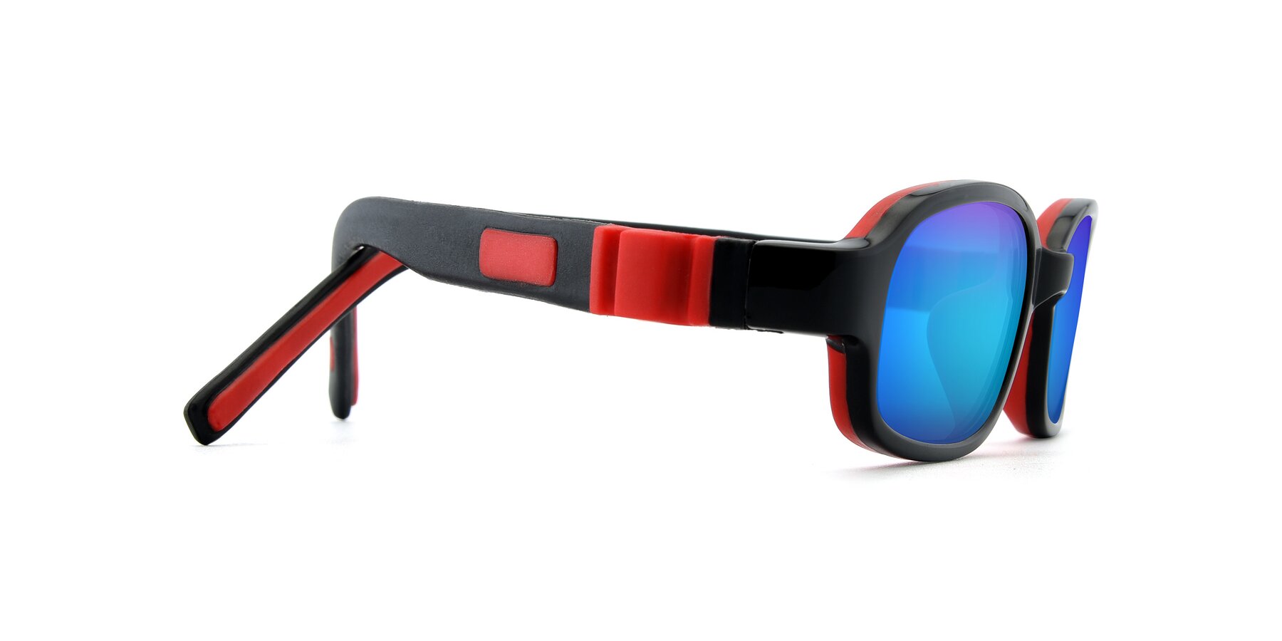 Side of 515 in Black-Red with Blue Mirrored Lenses
