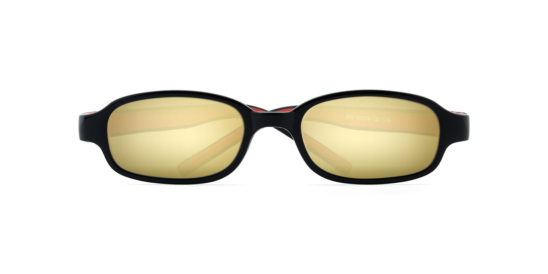 Folded Front of 515 in Black-Red with Gold Mirrored Lenses