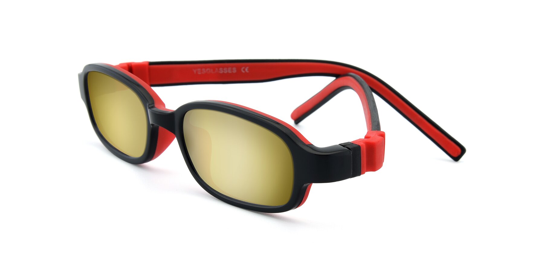 Angle of 515 in Black-Red with Gold Mirrored Lenses