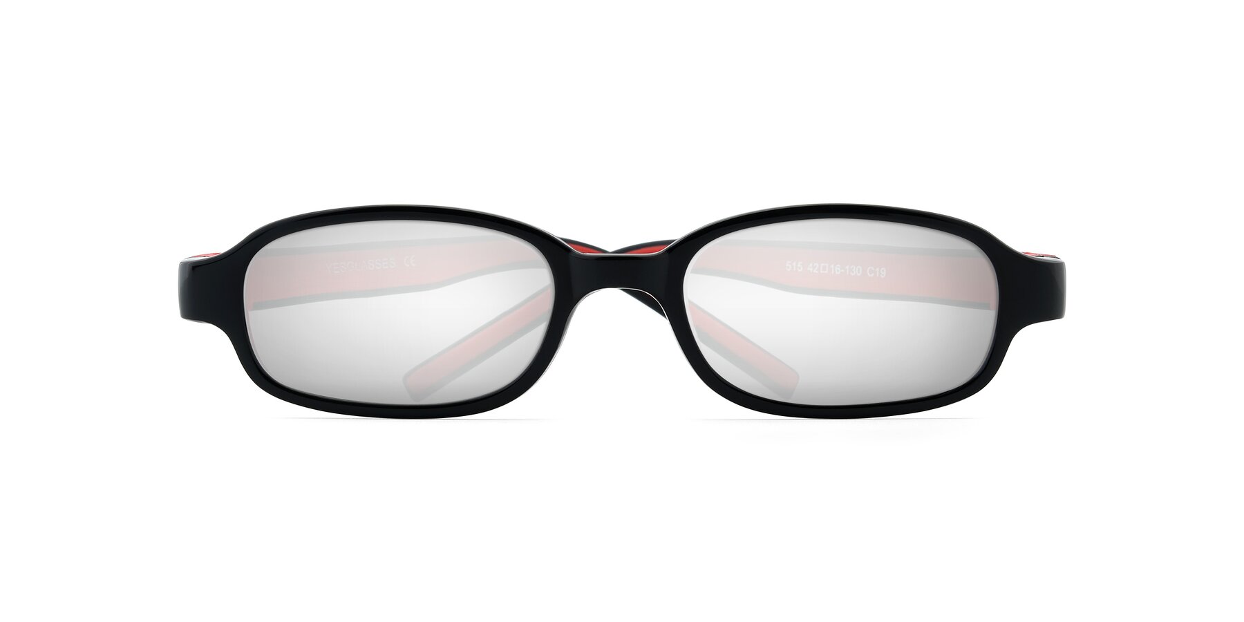 Folded Front of 515 in Black-Red with Silver Mirrored Lenses