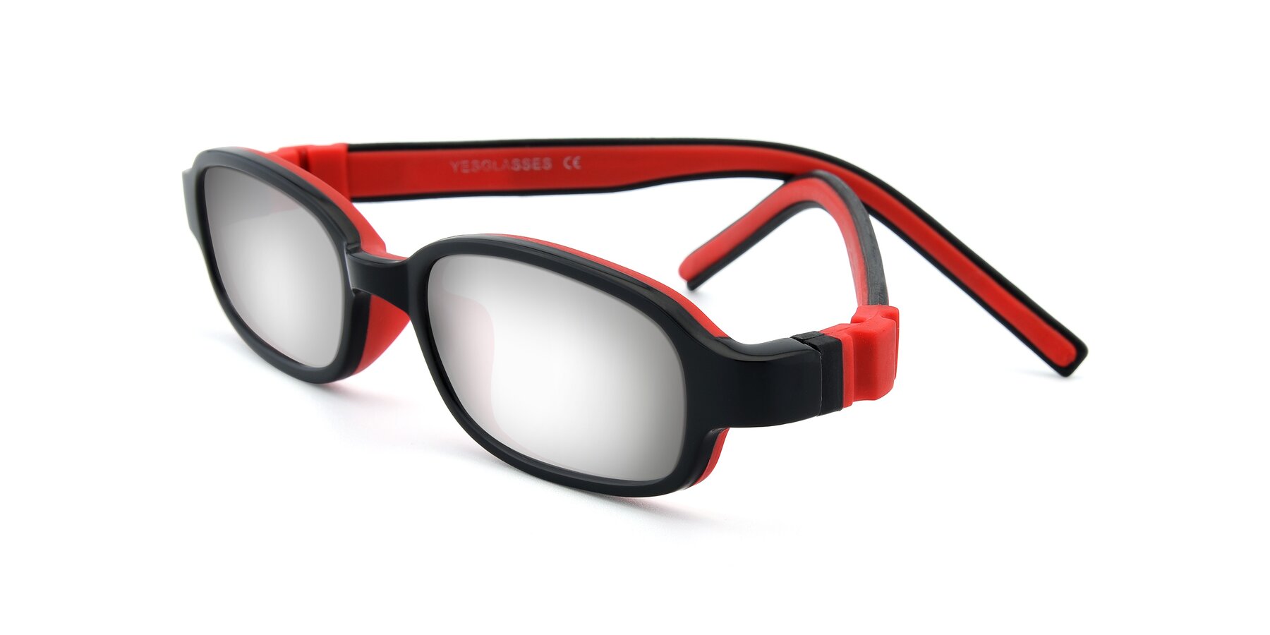 Angle of 515 in Black-Red with Silver Mirrored Lenses