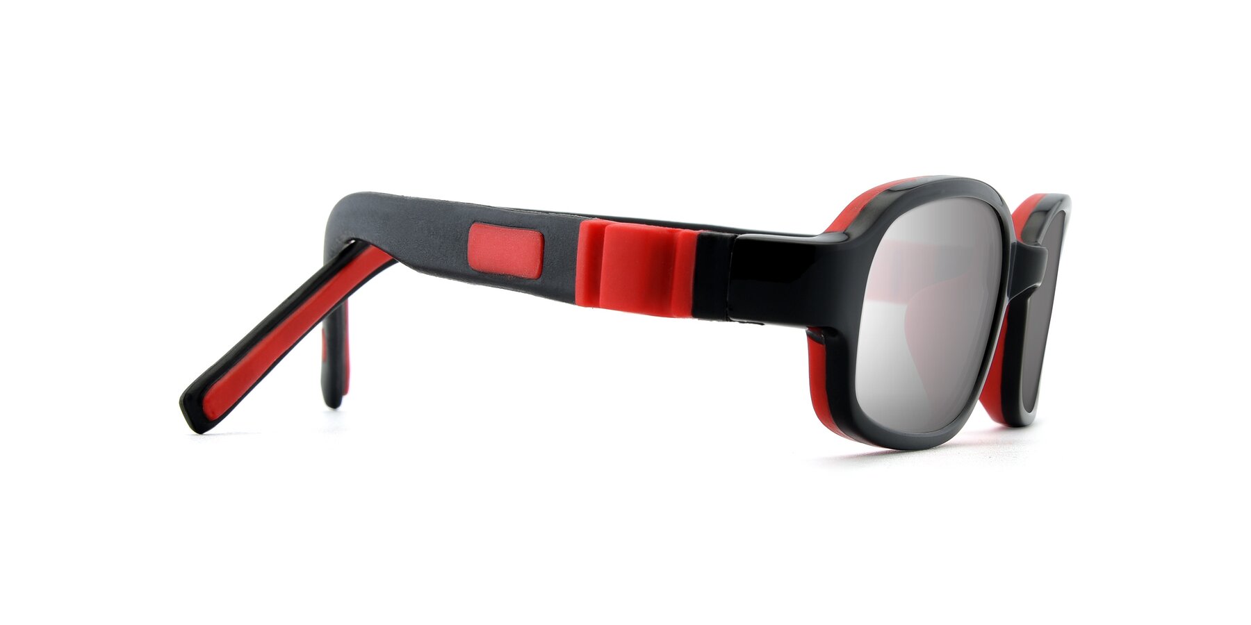 Side of 515 in Black-Red with Silver Mirrored Lenses