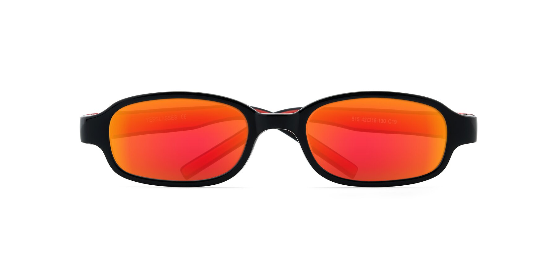 Folded Front of 515 in Black-Red with Red Gold Mirrored Lenses