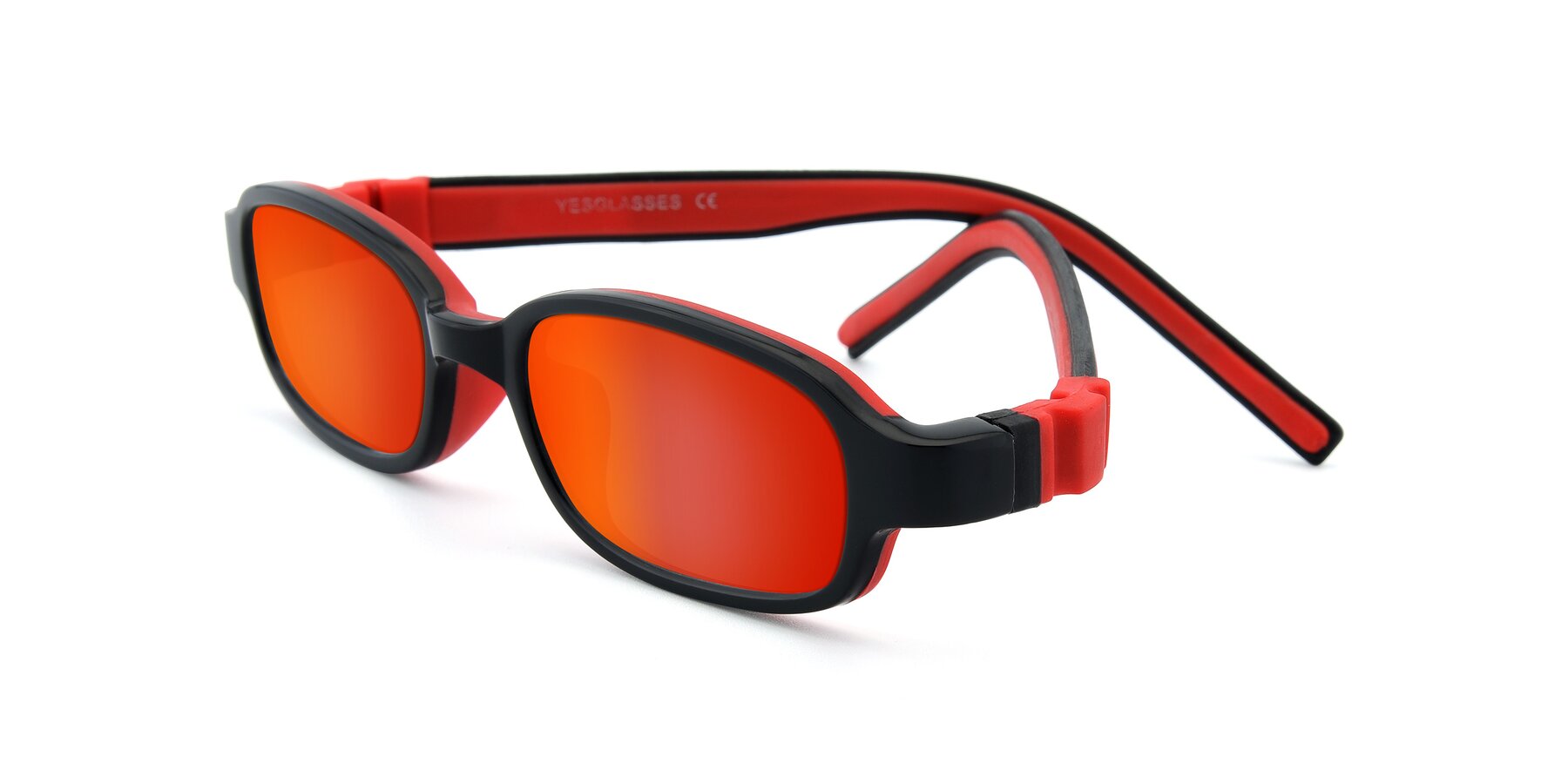 Angle of 515 in Black-Red with Red Gold Mirrored Lenses