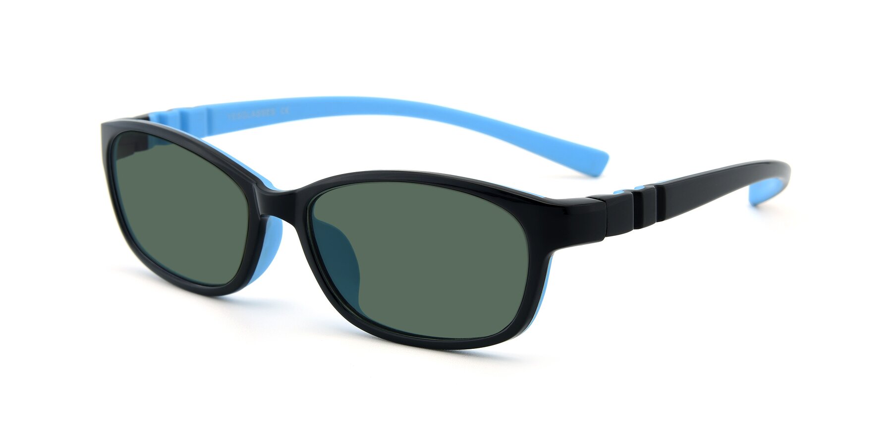 Angle of 556 in Black-Sky Blue with Green Polarized Lenses