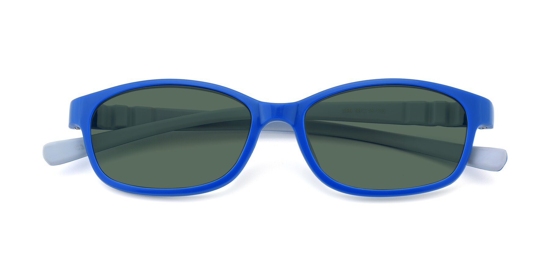 Folded Front of 556 in Blue-Gray with Green Polarized Lenses